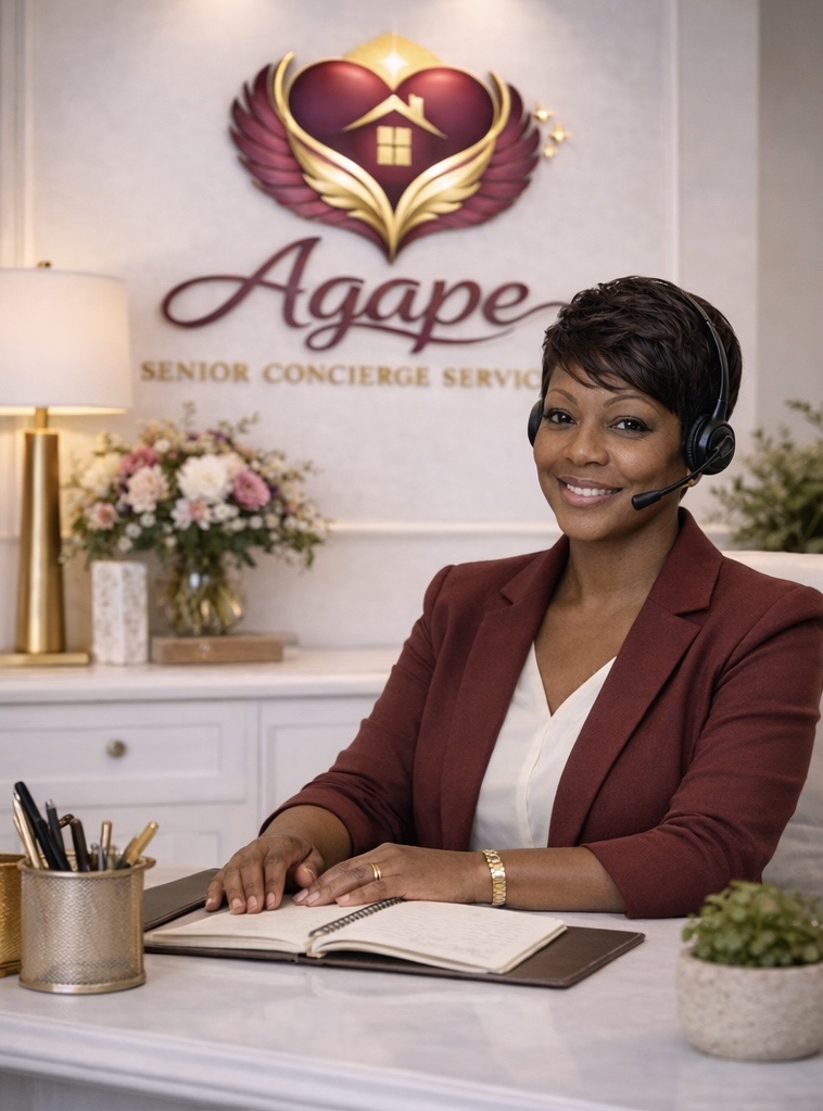 Agape concierge welcoming families and assisting with next steps