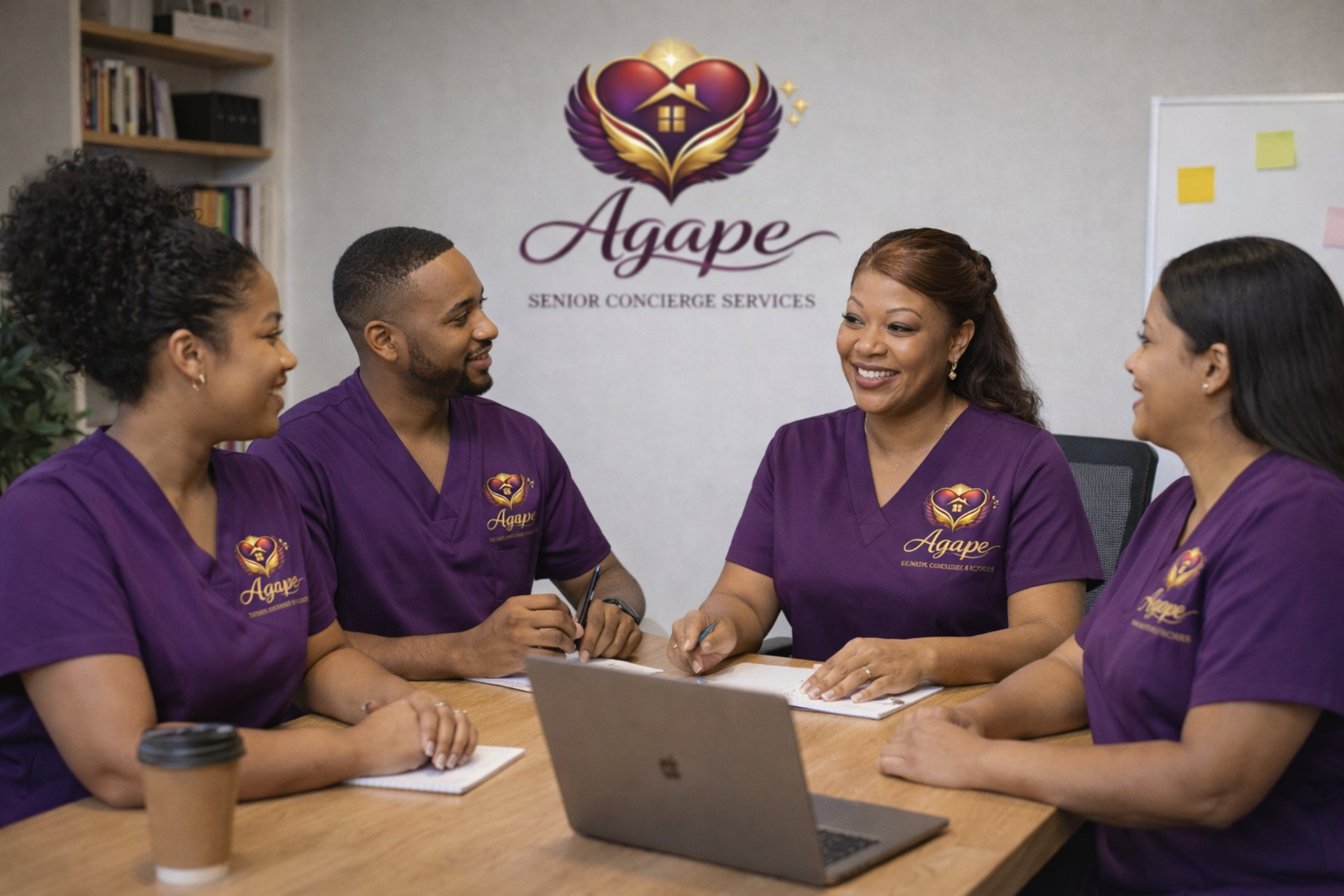 Agape team gathered in discussion